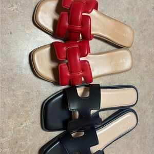 Women's Slide Sandals in Red and Black - Elegant Casual Slides